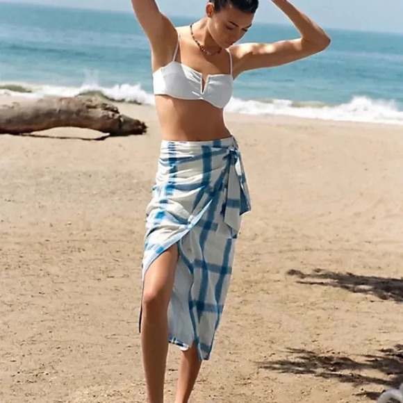 Anthropologie Maeve Asymmetric Wrap Skirt. Blue Motif Size 18W-NWT - Picture 2 of 4